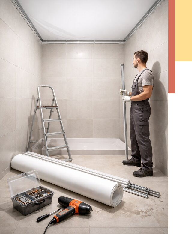 Монтаж натяжного потолка в санузле в Туймазах от 1885 руб. — ОТДЕЛОЧНИК-Тмз