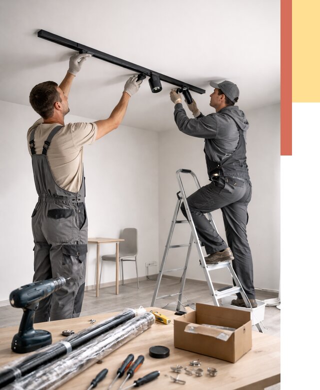 Установка трековых светильников в натяжной потолок в Туймазах от 4280 руб. | ОТДЕЛОЧНИК-Тмз