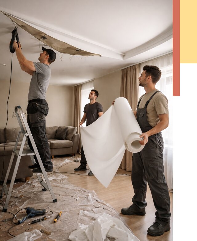 Замена полотна натяжного потолка в Туймазах от 9681 руб. быстро и недорого | ОТДЕЛОЧНИК-Тмз