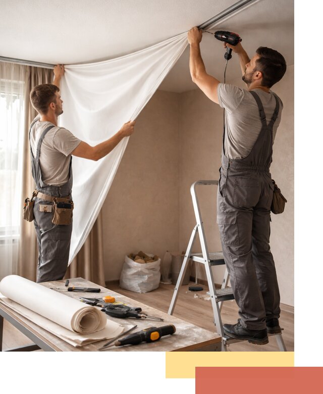 Замена полотна натяжного потолка в Туймазах быстро и качественно