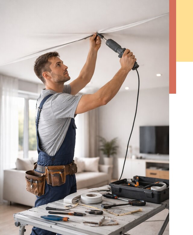 Ремонт натяжных потолков в Туймазах от 9681 руб. под ключ — ОТДЕЛОЧНИК-Тмз