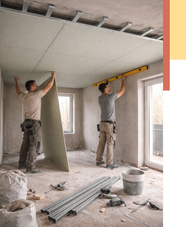 Одноуровневый потолок из гипсокартона в Туймазах от 764 руб. — монтаж под ключ | ОТДЕЛОЧНИК-Тмз