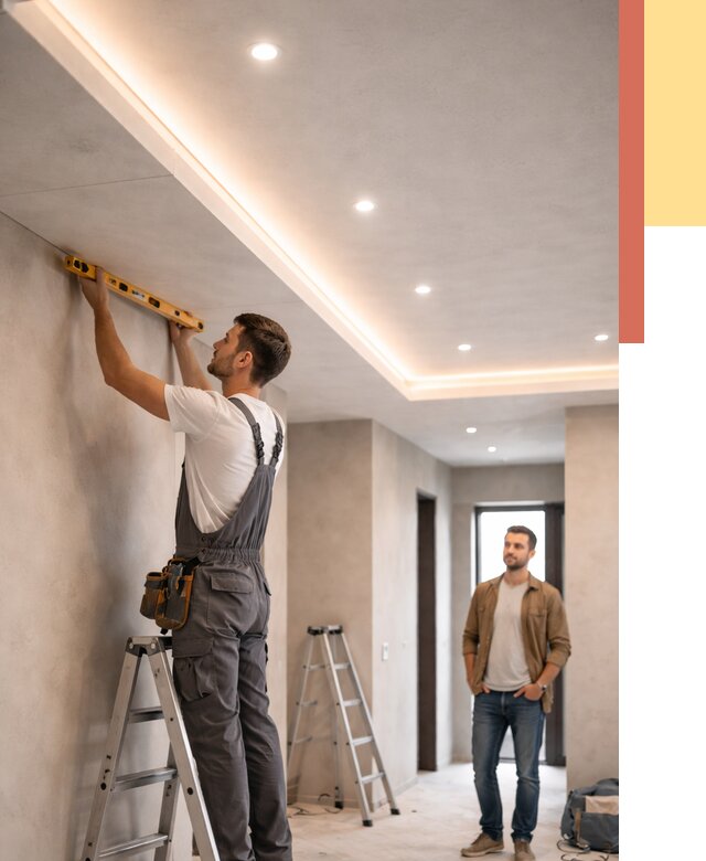 Потолок из гипсокартона с подсветкой в Туймазах от 764 руб./м2 под ключ | ОТДЕЛОЧНИК-Тмз