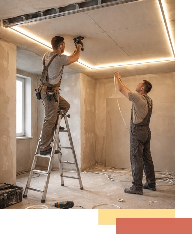 Потолок из гипсокартона с подсветкой в Туймазах