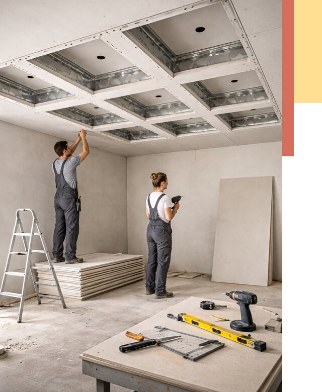 Кессонный потолок из гипсокартона в Туймазах от 1885 руб. — монтаж и под ключ | ОТДЕЛОЧНИК-Тмз