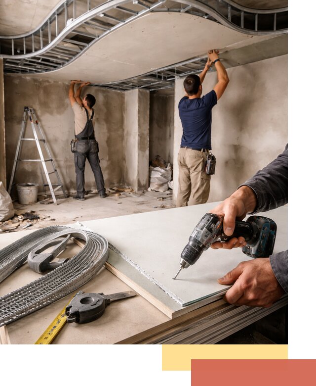 Криволинейный потолок из гипсокартона в Туймазах — монтаж и отделка