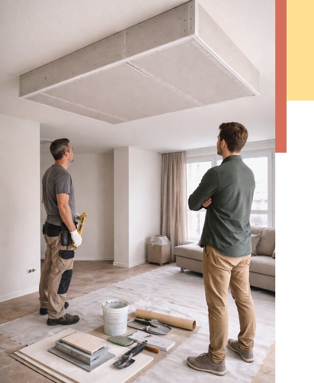 Короб на потолке из гипсокартона в Туймазах от 2242 руб. — монтаж и услуги под ключ | ОТДЕЛОЧНИК-Тмз