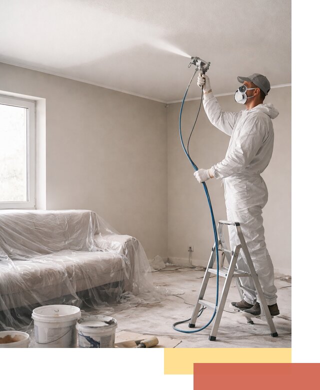 Покраска потолка краскопультом в Туймазах быстро и качественно