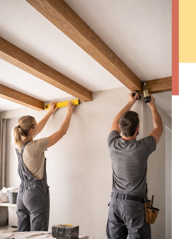 Монтаж декоративных балок на потолок в Туймазах от 4280 руб. — ОТДЕЛОЧНИК-Тмз